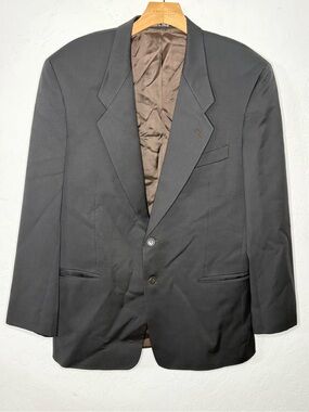 Vtg Mani Giorgio Armani Suit Jacket Blazer Mens 42R Dk Gray Wool Made Italy 90s